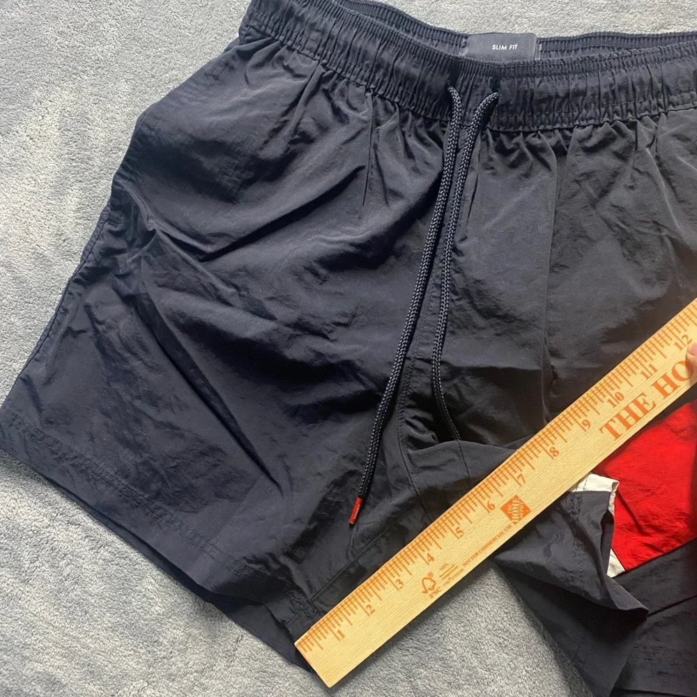 Tommy Hilfiger Swim Trunks Mens Medium Slim Fit Navy Blue Board Shorts
